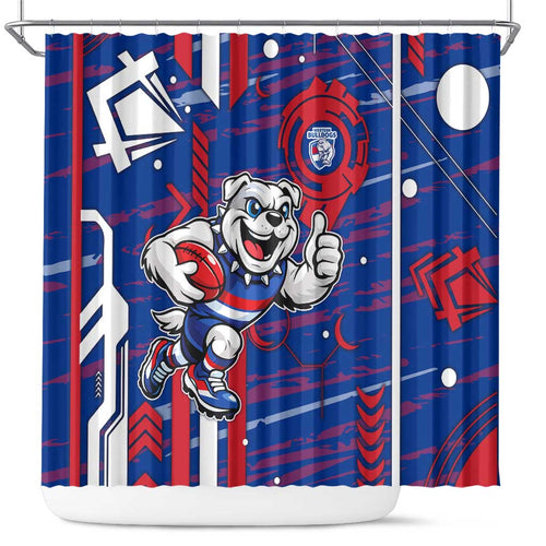 Western Bulldogs Shower Curtain Mascot Cartoon Football Illustration Style