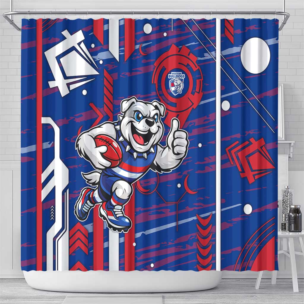 Western Bulldogs Shower Curtain Mascot Cartoon Football Illustration Style