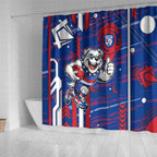 Western Bulldogs Shower Curtain Mascot Cartoon Football Illustration Style
