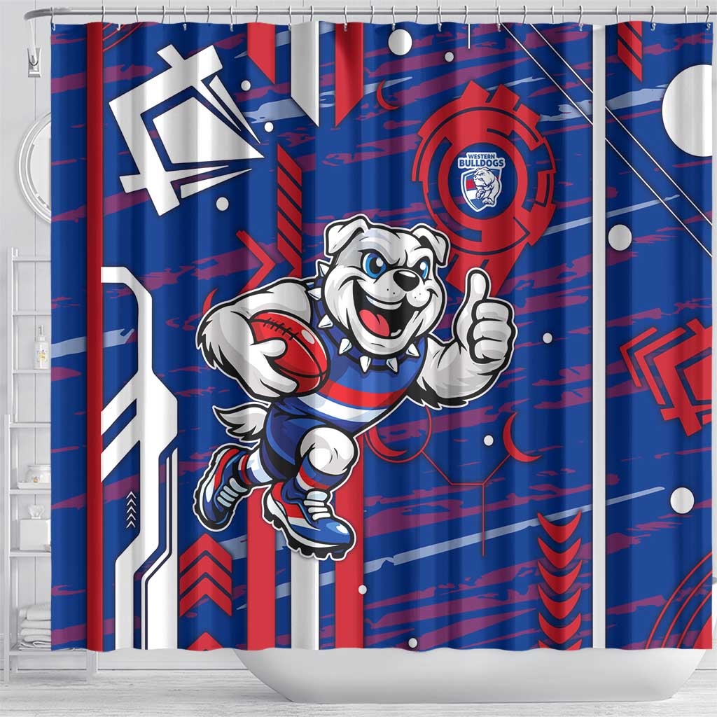 Western Bulldogs Shower Curtain Mascot Cartoon Football Illustration Style