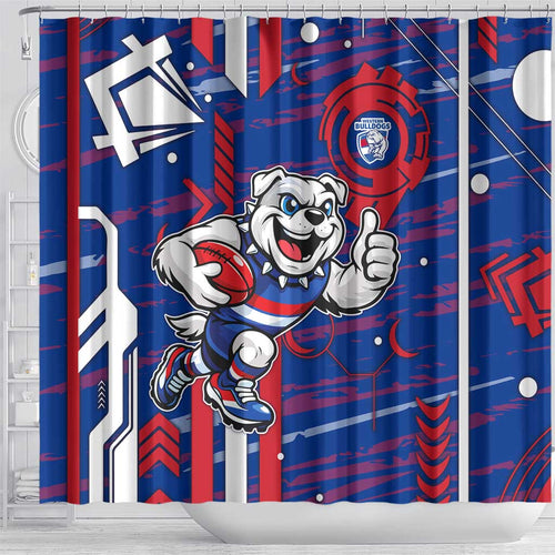 Western Bulldogs Shower Curtain Mascot Cartoon Football Illustration Style