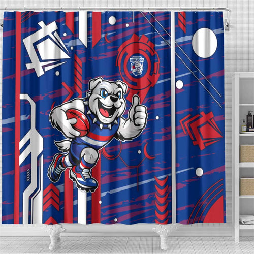Western Bulldogs Shower Curtain Mascot Cartoon Football Illustration Style