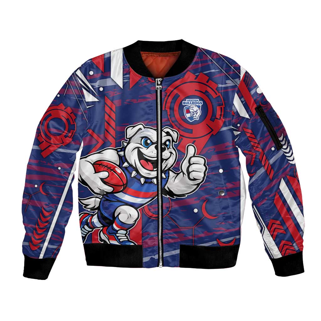 Western Bulldogs Sleeve Zip Bomber Jacket Mascot Cartoon Football Illustration Style