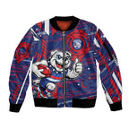 Western Bulldogs Sleeve Zip Bomber Jacket Mascot Cartoon Football Illustration Style