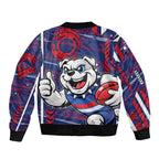 Western Bulldogs Sleeve Zip Bomber Jacket Mascot Cartoon Football Illustration Style