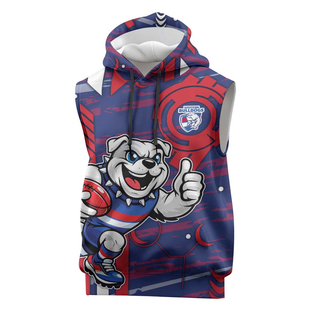 Western Bulldogs Sleeveless Hoodie Mascot Cartoon Football Illustration Style