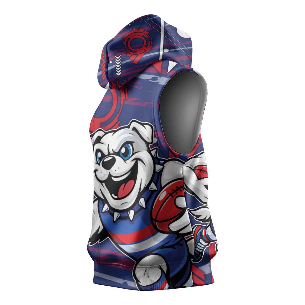 Western Bulldogs Sleeveless Hoodie Mascot Cartoon Football Illustration Style