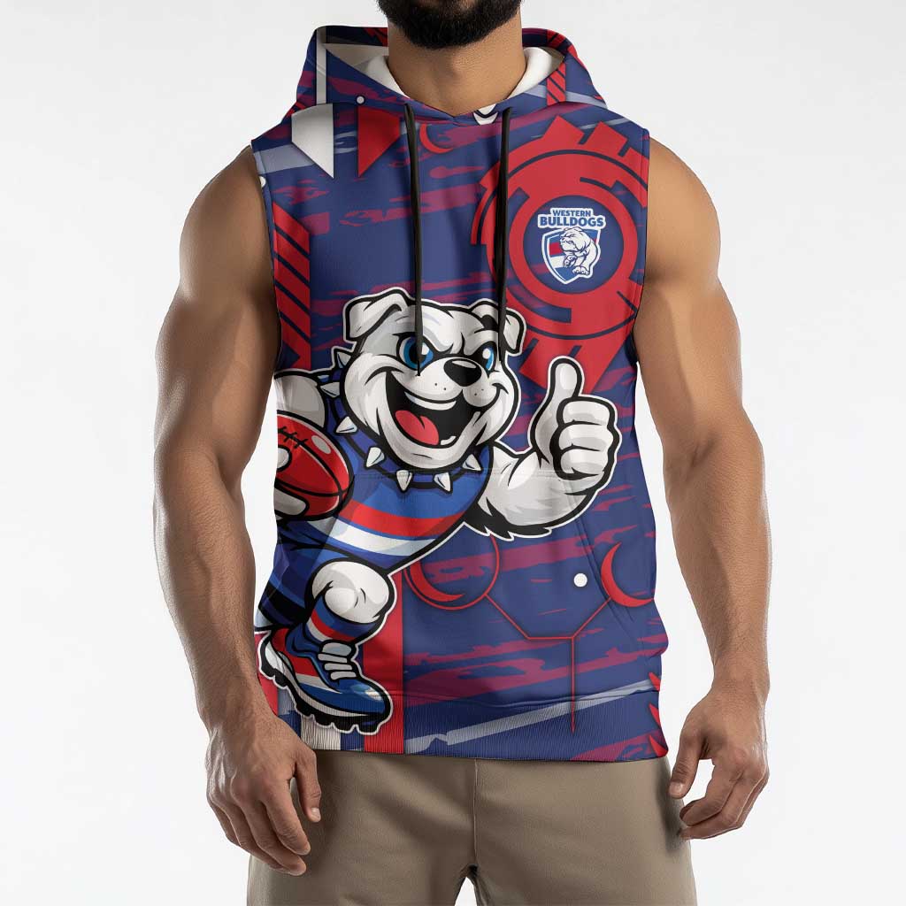 Western Bulldogs Sleeveless Hoodie Mascot Cartoon Football Illustration Style