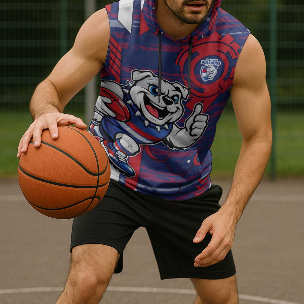 Western Bulldogs Sleeveless Hoodie Mascot Cartoon Football Illustration Style