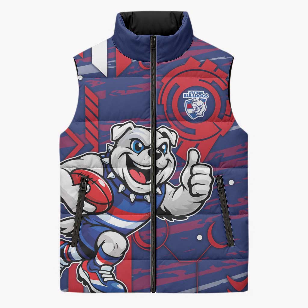 Western Bulldogs Sleeveless Puffer Jacket Mascot Cartoon Football Illustration Style