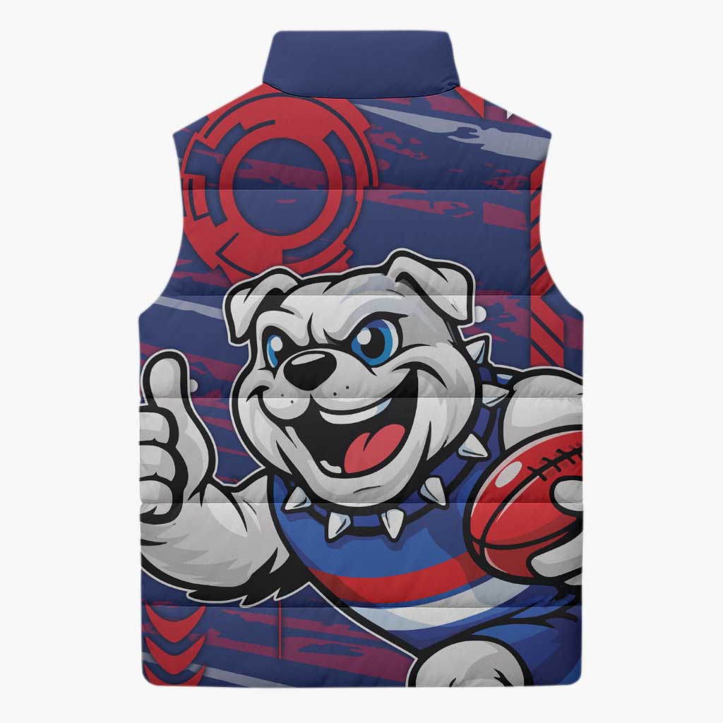 Western Bulldogs Sleeveless Puffer Jacket Mascot Cartoon Football Illustration Style