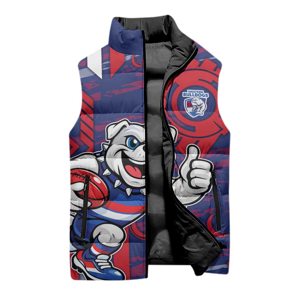 Western Bulldogs Sleeveless Puffer Jacket Mascot Cartoon Football Illustration Style
