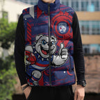 Western Bulldogs Sleeveless Puffer Jacket Mascot Cartoon Football Illustration Style