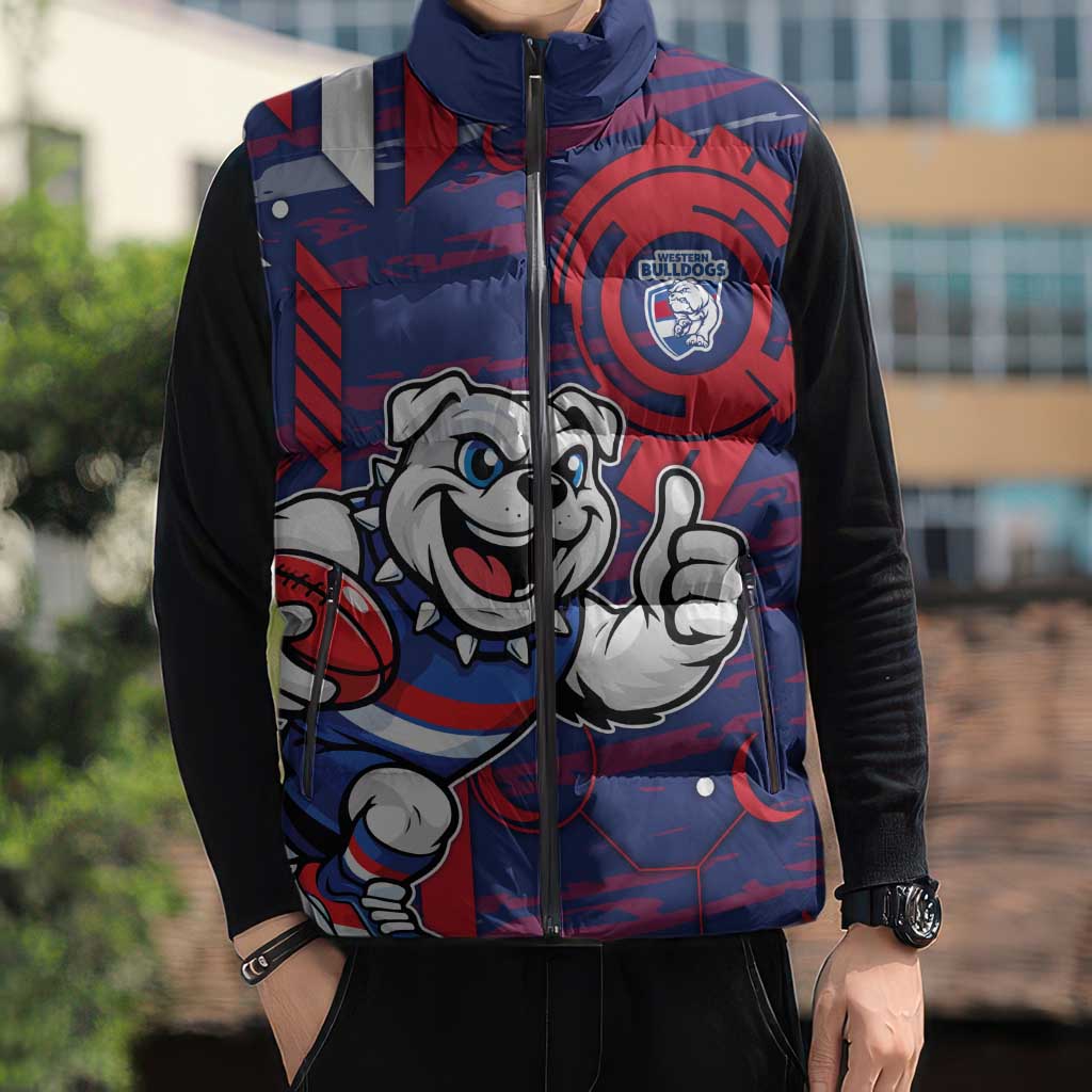 Western Bulldogs Sleeveless Puffer Jacket Mascot Cartoon Football Illustration Style