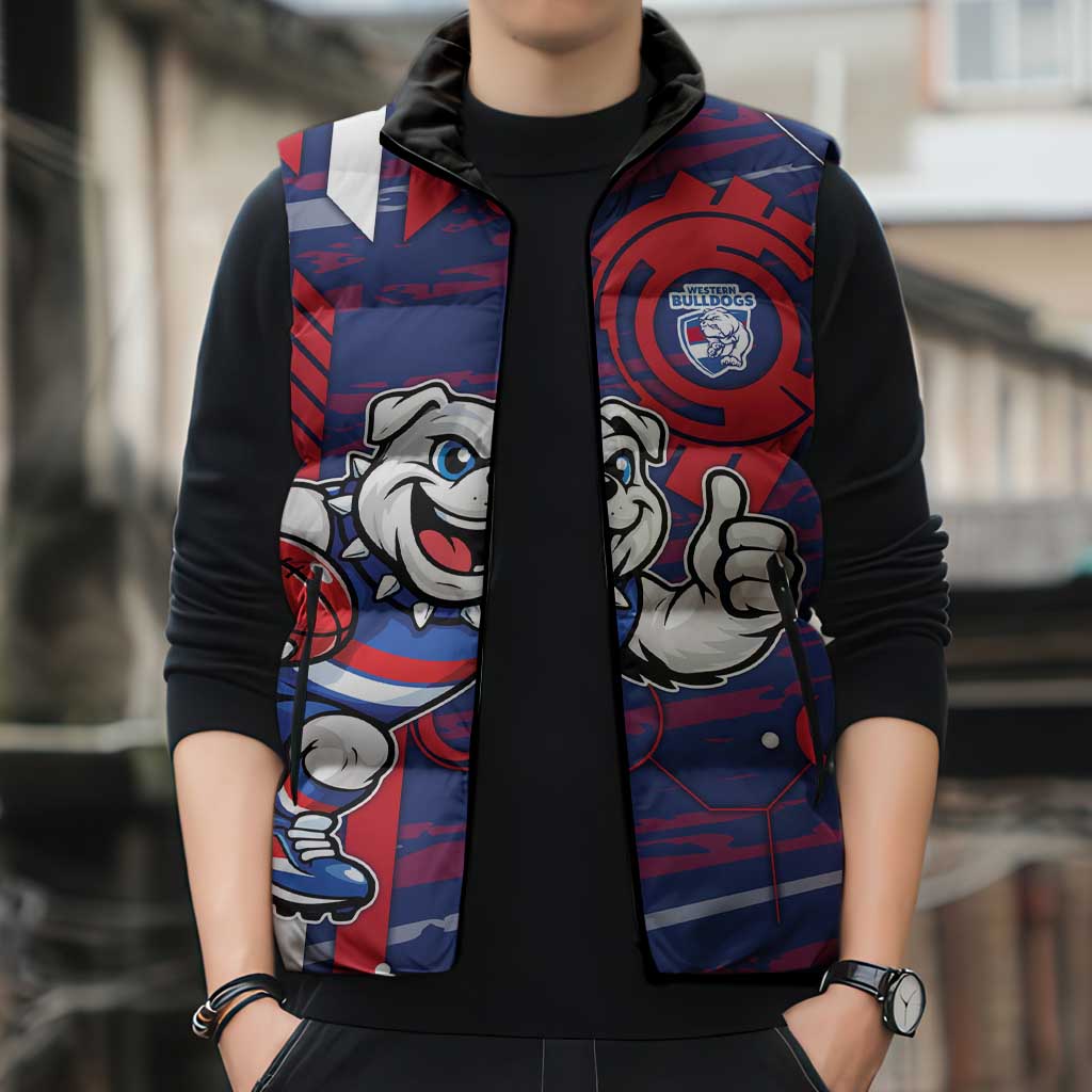 Western Bulldogs Sleeveless Puffer Jacket Mascot Cartoon Football Illustration Style