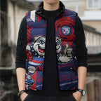 Western Bulldogs Sleeveless Puffer Jacket Mascot Cartoon Football Illustration Style