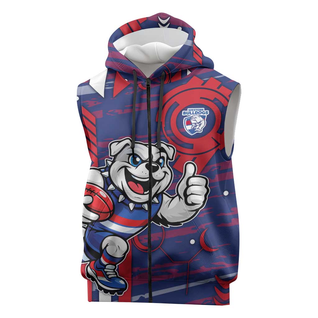 Western Bulldogs Sleeveless Zip Hoodie Mascot Cartoon Football Illustration Style