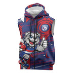 Western Bulldogs Sleeveless Zip Hoodie Mascot Cartoon Football Illustration Style