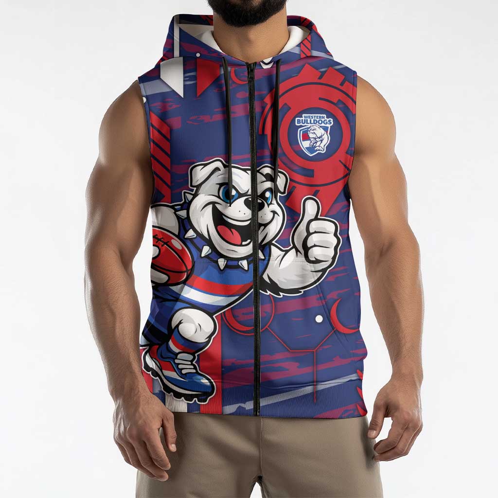 Western Bulldogs Sleeveless Zip Hoodie Mascot Cartoon Football Illustration Style