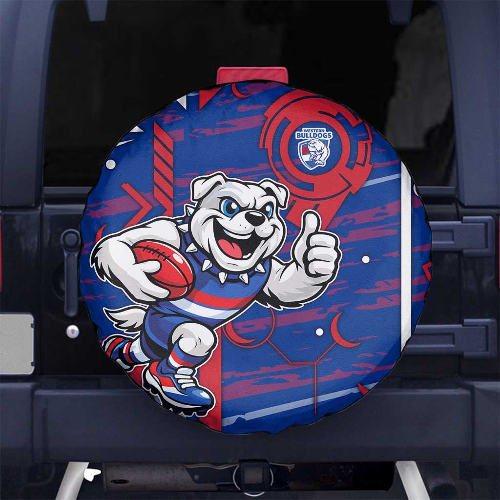 Western Bulldogs Spare Tire Cover Mascot Cartoon Football Illustration Style