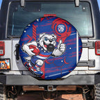 Western Bulldogs Spare Tire Cover Mascot Cartoon Football Illustration Style