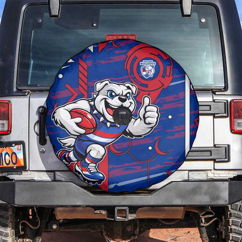 Western Bulldogs Spare Tire Cover Mascot Cartoon Football Illustration Style