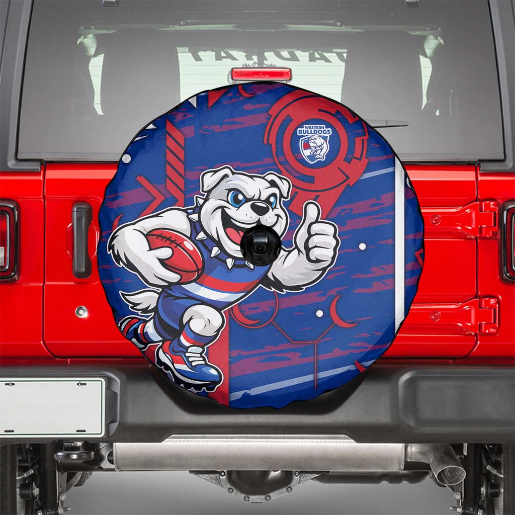 Western Bulldogs Spare Tire Cover Mascot Cartoon Football Illustration Style