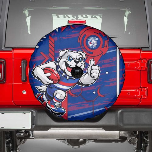 Western Bulldogs Spare Tire Cover Mascot Cartoon Football Illustration Style