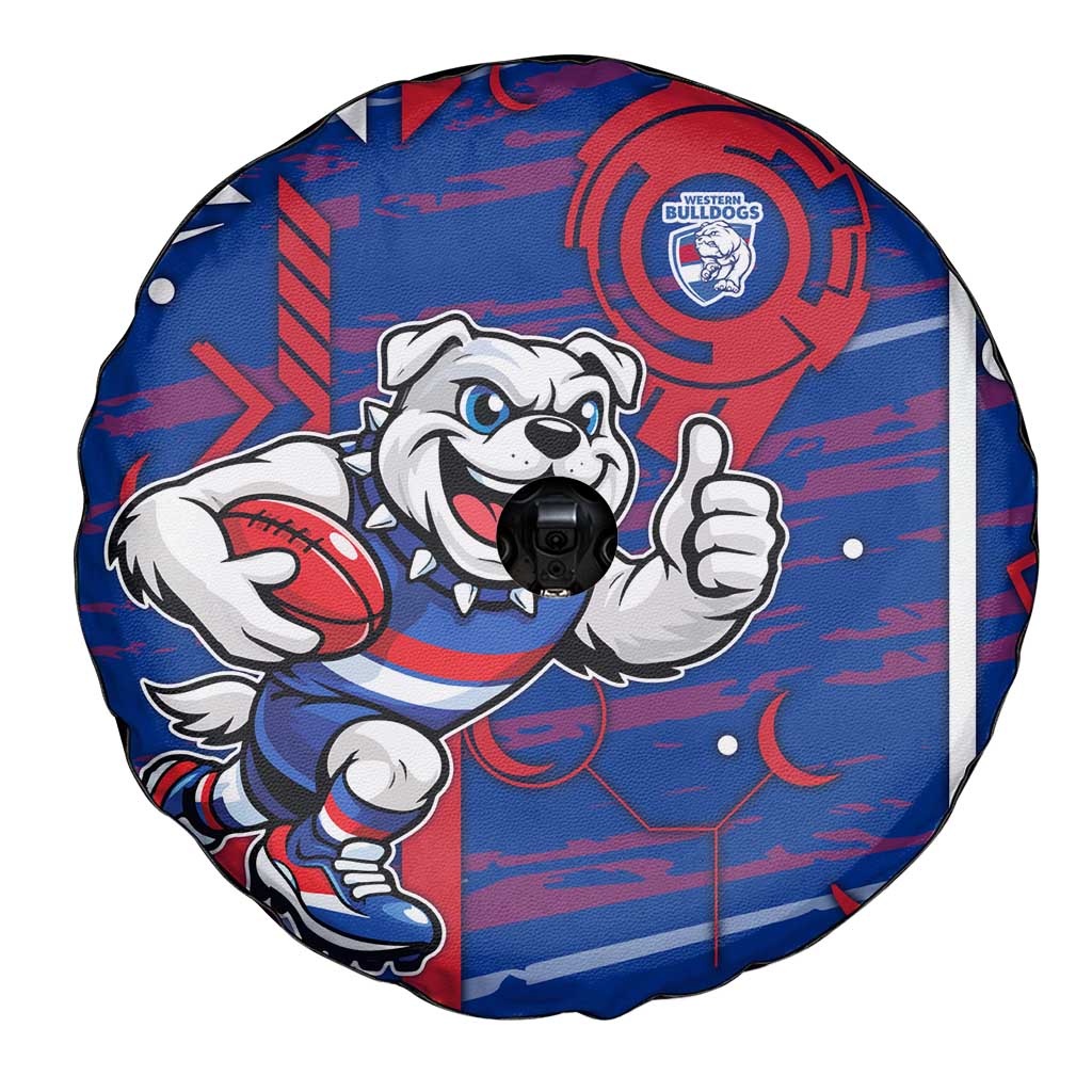 Western Bulldogs Spare Tire Cover Mascot Cartoon Football Illustration Style