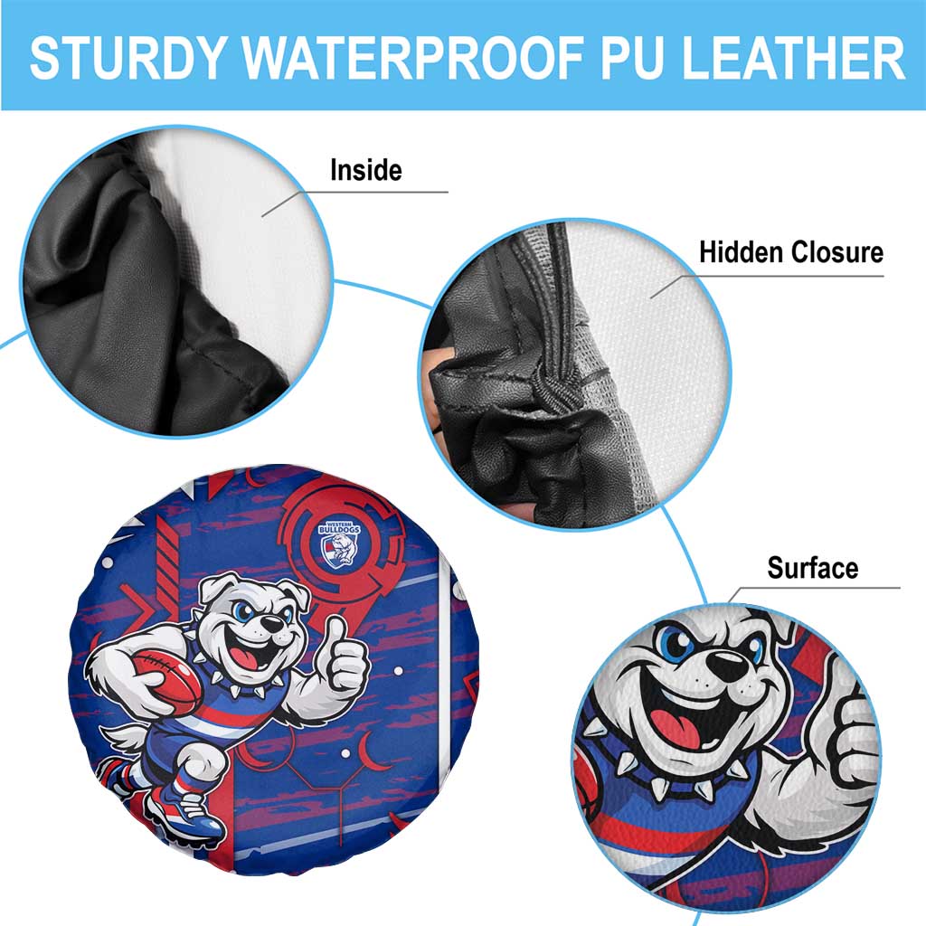 Western Bulldogs Spare Tire Cover Mascot Cartoon Football Illustration Style