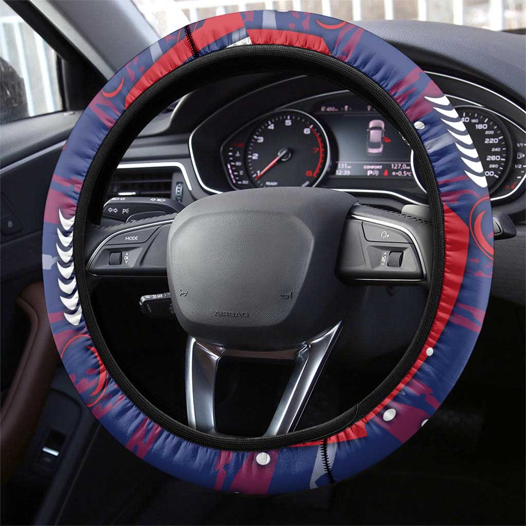 Western Bulldogs Steering Wheel Cover Mascot Cartoon Football Illustration Style