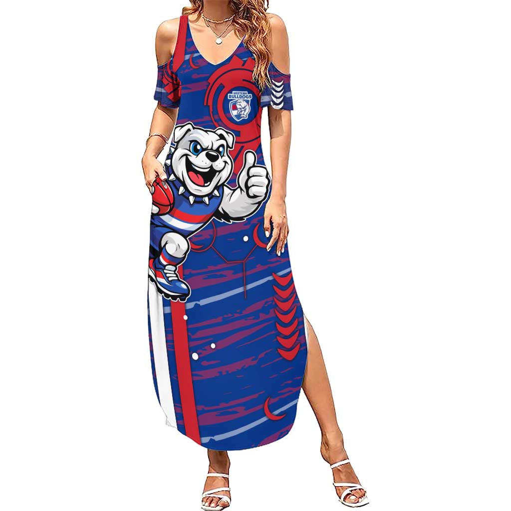 Western Bulldogs Summer Maxi Dress Mascot Cartoon Football Illustration Style