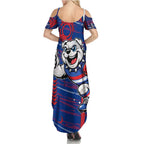 Western Bulldogs Summer Maxi Dress Mascot Cartoon Football Illustration Style