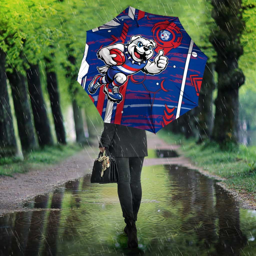Western Bulldogs Umbrella Mascot Cartoon Football Illustration Style