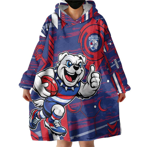 Western Bulldogs Wearable Blanket Hoodie Mascot Cartoon Football Illustration Style