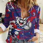 Western Bulldogs Women Casual Shirt Mascot Cartoon Football Illustration Style