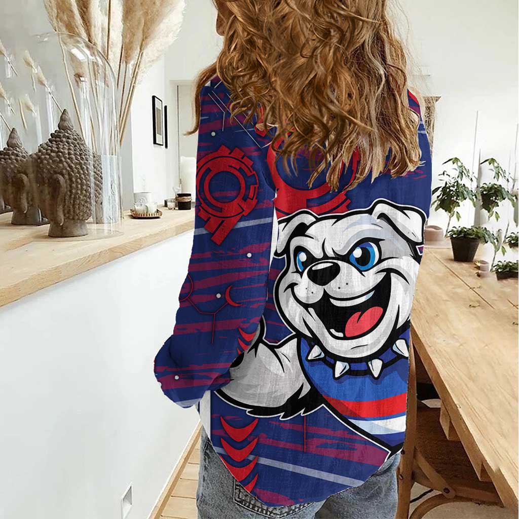 Western Bulldogs Women Casual Shirt Mascot Cartoon Football Illustration Style