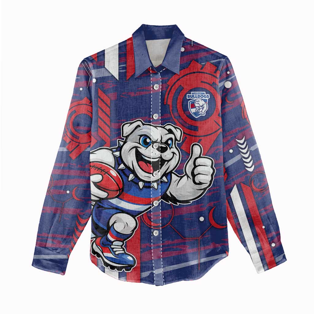 Western Bulldogs Women Casual Shirt Mascot Cartoon Football Illustration Style