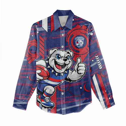 Western Bulldogs Women Casual Shirt Mascot Cartoon Football Illustration Style