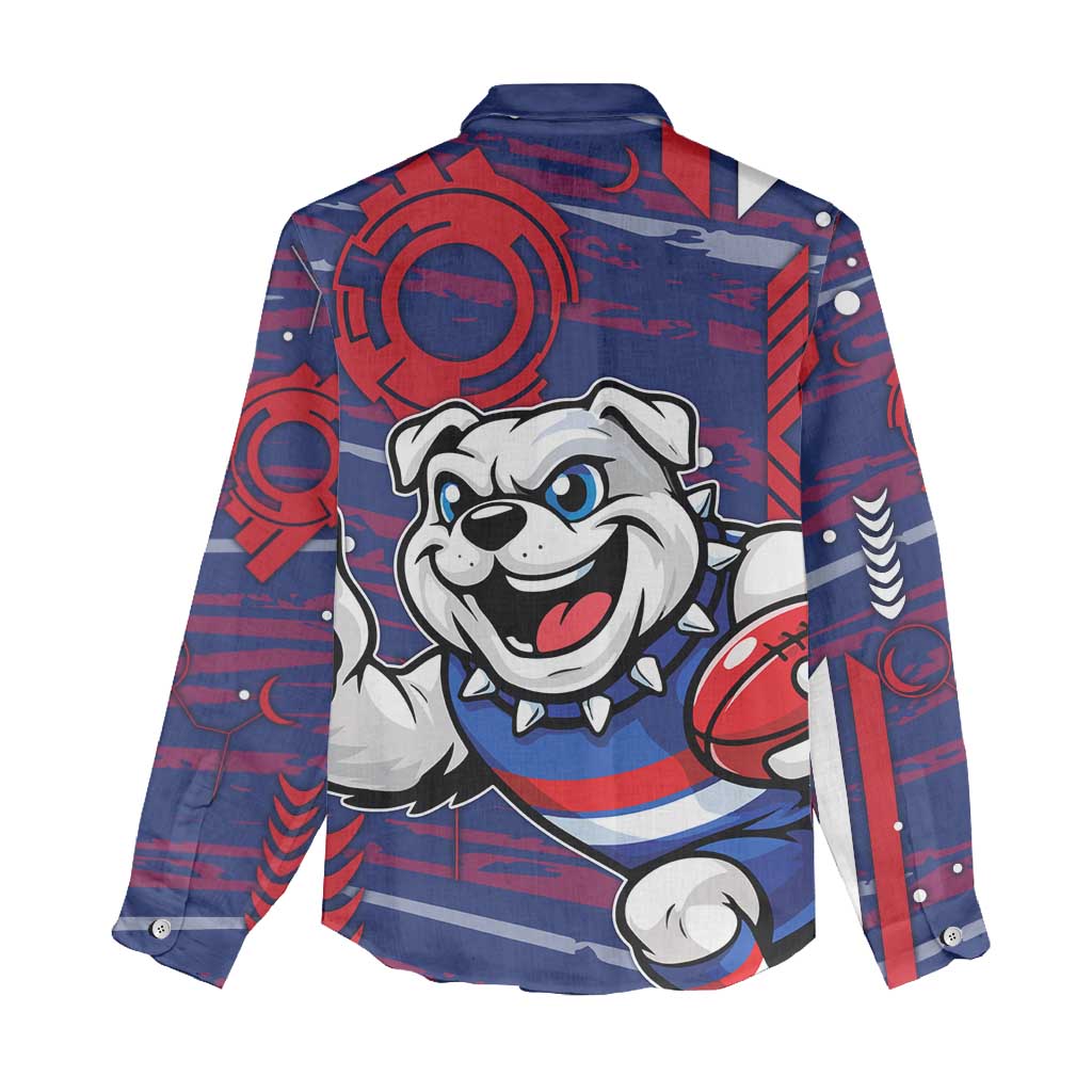 Western Bulldogs Women Casual Shirt Mascot Cartoon Football Illustration Style