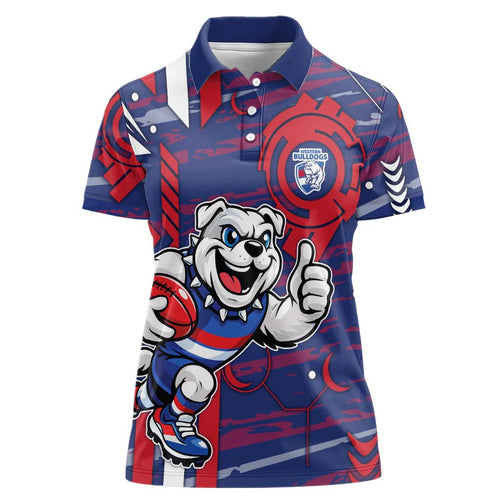 Western Bulldogs Women Polo Shirt Mascot Cartoon Football Illustration Style