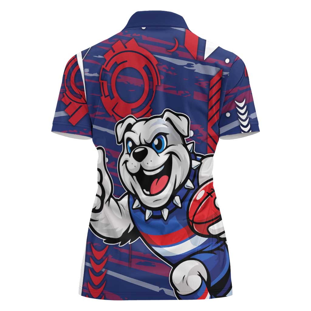 Western Bulldogs Women Polo Shirt Mascot Cartoon Football Illustration Style