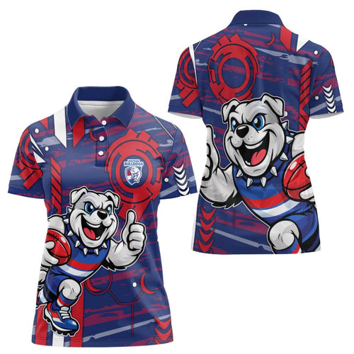 Western Bulldogs Women Polo Shirt Mascot Cartoon Football Illustration Style