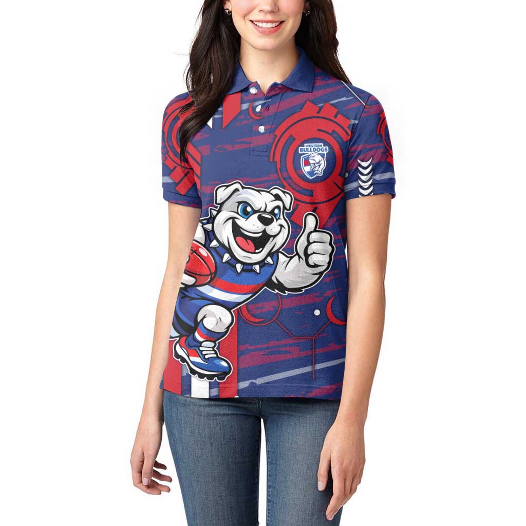 Western Bulldogs Women Polo Shirt Mascot Cartoon Football Illustration Style