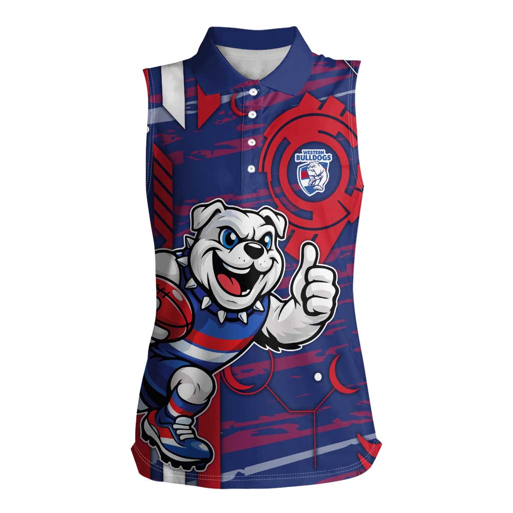 Western Bulldogs Women Sleeveless Polo Shirt Mascot Cartoon Football Illustration Style