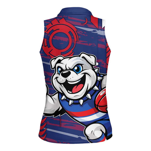 Western Bulldogs Women Sleeveless Polo Shirt Mascot Cartoon Football Illustration Style