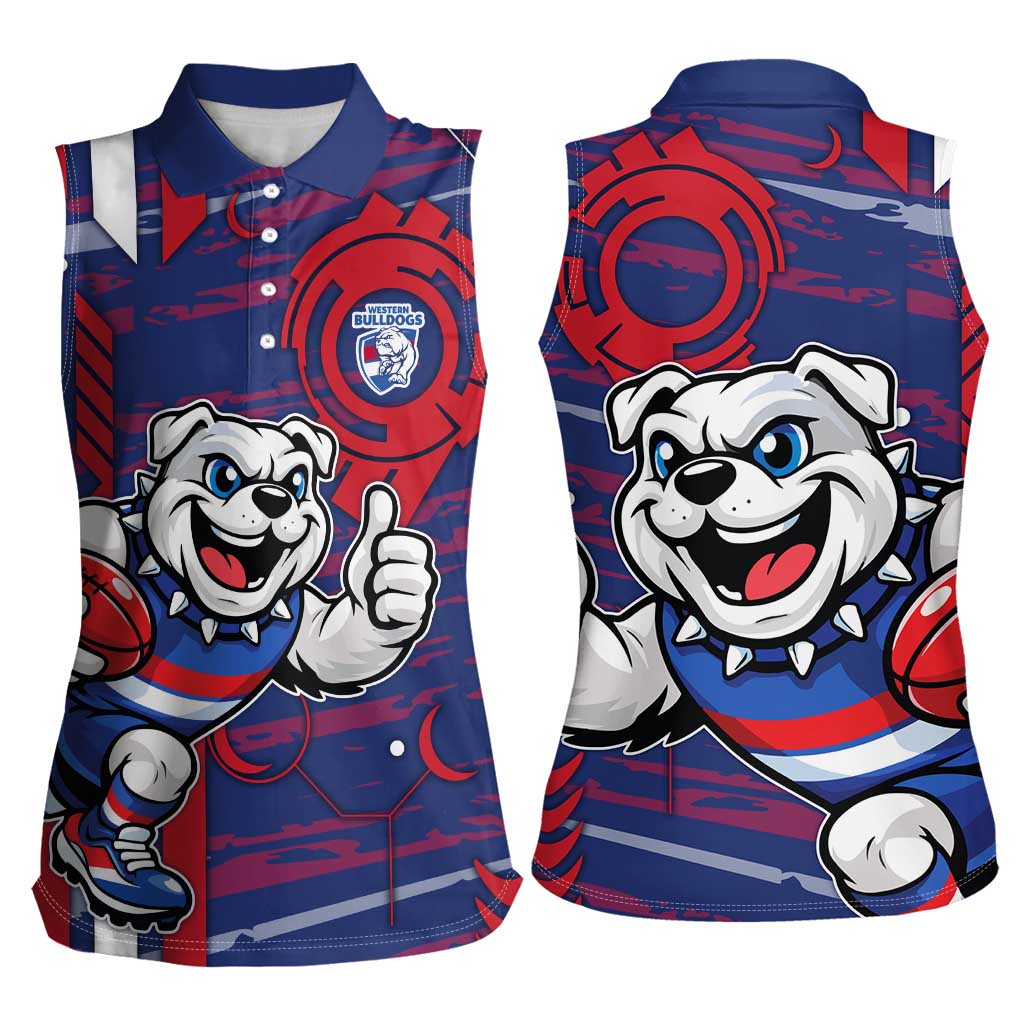 Western Bulldogs Women Sleeveless Polo Shirt Mascot Cartoon Football Illustration Style