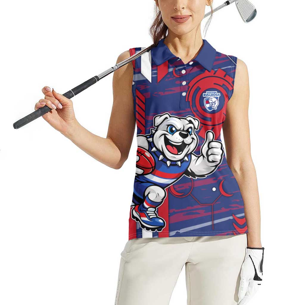 Western Bulldogs Women Sleeveless Polo Shirt Mascot Cartoon Football Illustration Style
