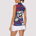 Western Bulldogs Women Sleeveless Polo Shirt Mascot Cartoon Football Illustration Style