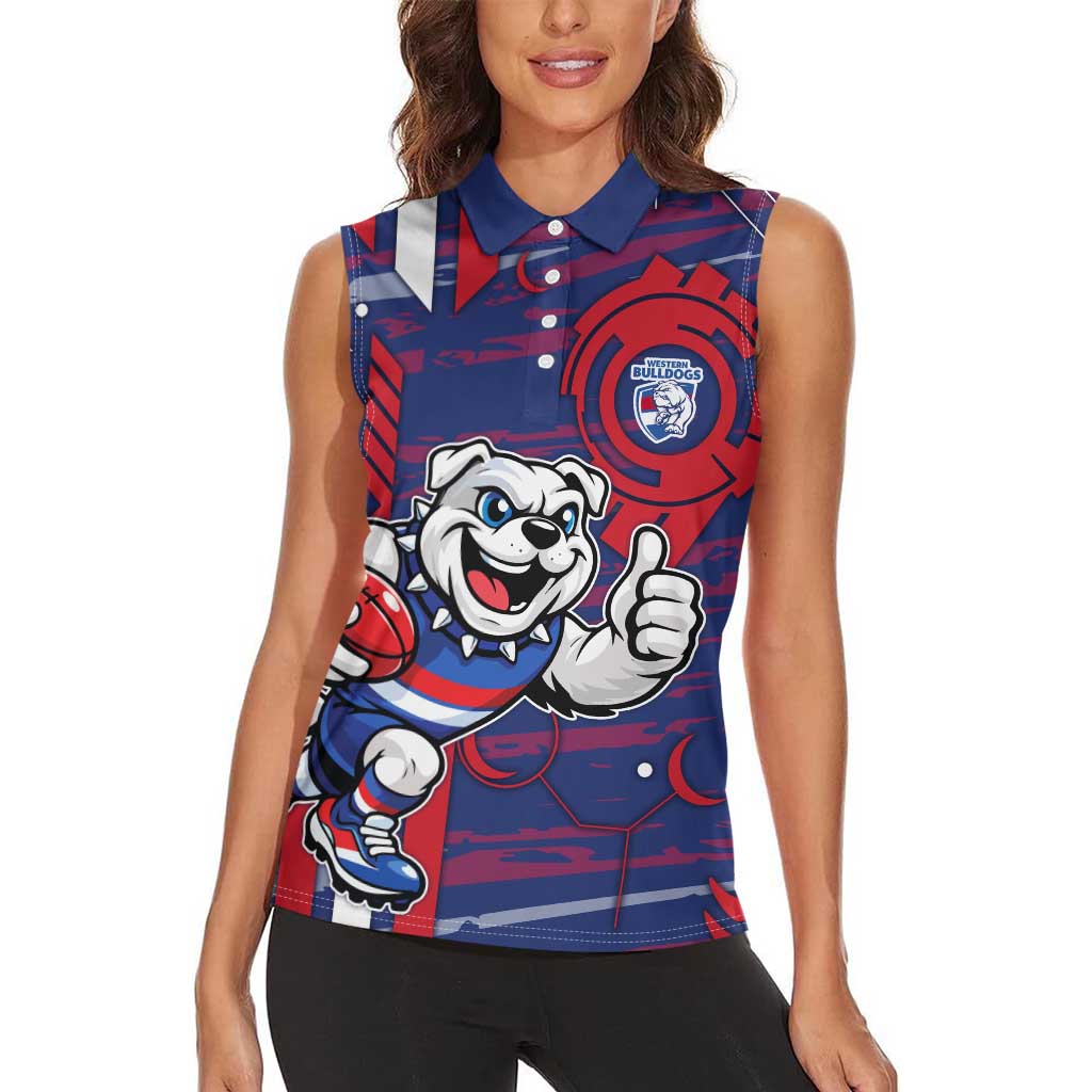 Western Bulldogs Women Sleeveless Polo Shirt Mascot Cartoon Football Illustration Style